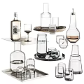 Transparent Glass Tea Sets With Various Shapes Including Bottles Cups And Trays