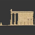 Ancient Classical Temple Architectural Model with Stone Columns Entrance and Platform Base 3d model