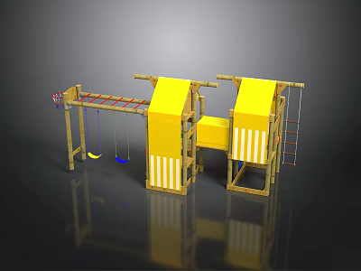 Colorful Kids Playground Structure With Yellow Slides Swing And Climbing Frame 3d model