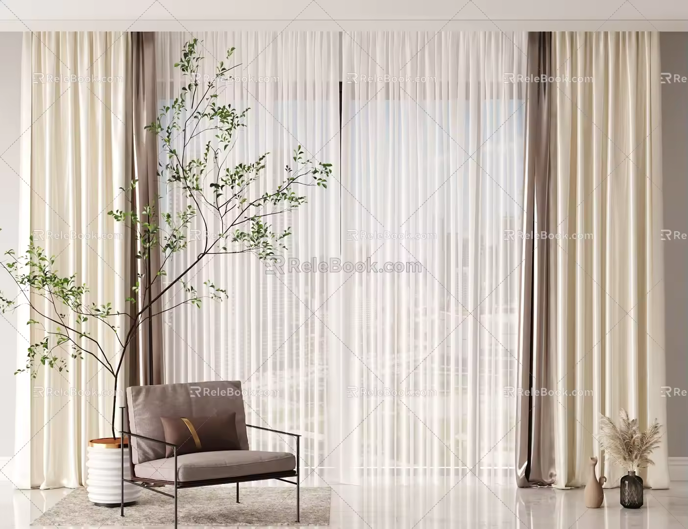Modern Curtains 3d model
