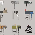Wall Mounted Hair Dryers With Various Modern Designs And Colorful Accessories