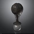 Decorative Spherical Equipment With Woven Texture And Chain Decorations On Silver Base