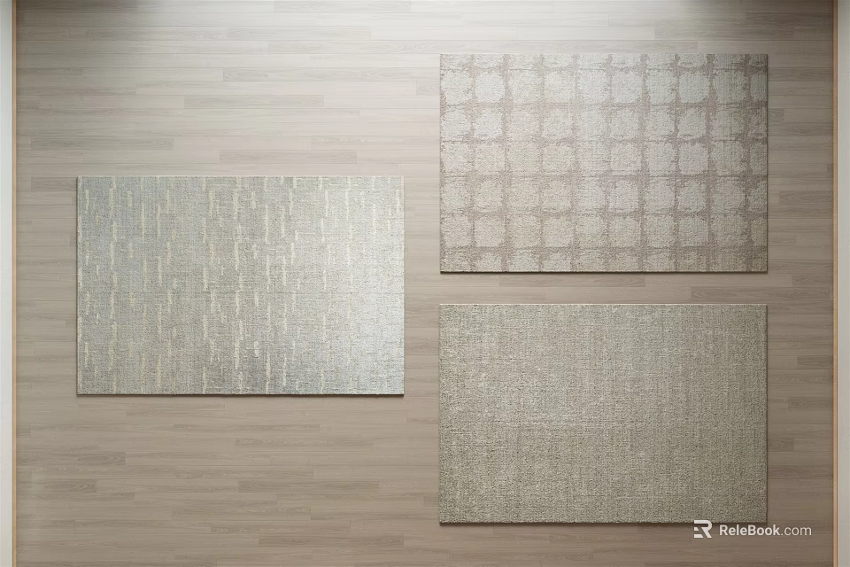 Square Rugs with Textured Patterns and Light Tones for Modern Floor Decor 3d model
