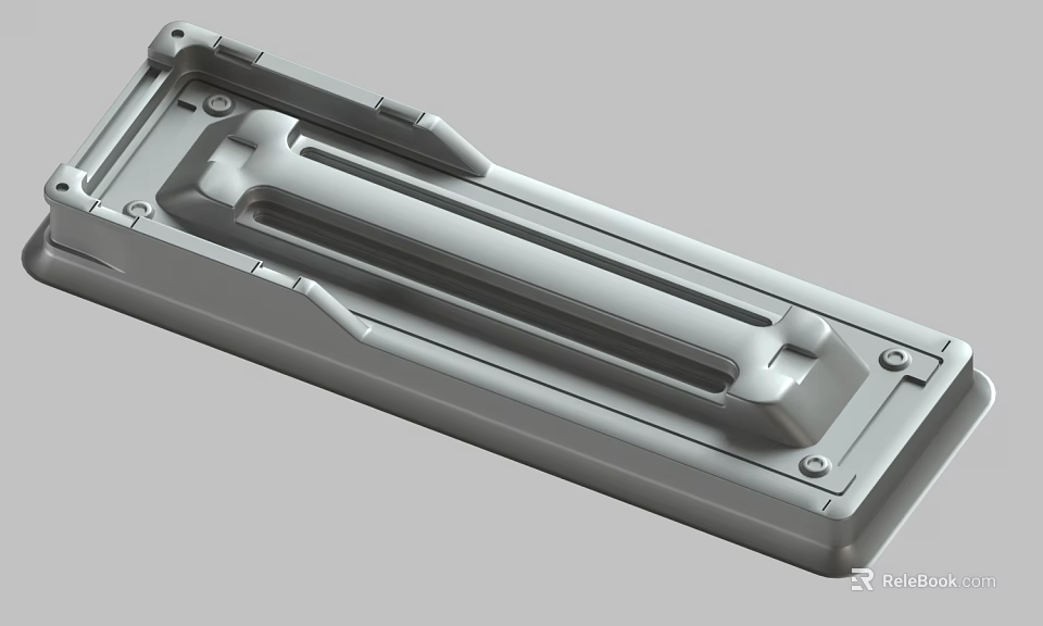 Gray Metal Mechanical Component With Groove Design And Mounting Holes 3d model 