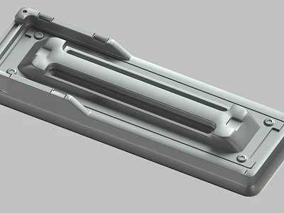 Gray Metal Mechanical Component With Groove Design And Mounting Holes 3d model