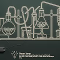 Neon Lamp Combinations With Laboratory Glassware Beakers Flasks And Test Tubes 3d model