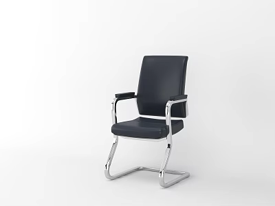 Black Leather Office Chair With Modern Metal Frame And Comfortable Armrests 3d model