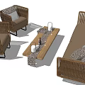 Modern Outdoor Sofa With Rattan Frame Comfortable Cushions And Modular Design 3d model