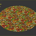 Decorative Circular Wooden And Stone Material Surface With Colorful Particles Design