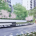 Modern Residential Landscape Design With Lush Green Trees Stone Pathway And Entryway