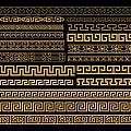 Traditional Golden And Black Carved Patterns With Geometric Decorative Borders 3d model