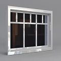 Aluminum Window Component Featuring Grid Design And Multiple Glass Panes 3d model