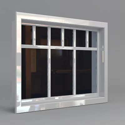 Aluminum Window Component Featuring Grid Design And Multiple Glass Panes 3d model