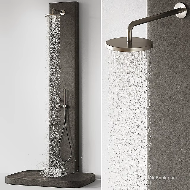 Modern Wall Mounted Rainfall Shower Head With Handheld Hose And Chrome Finish 3d model