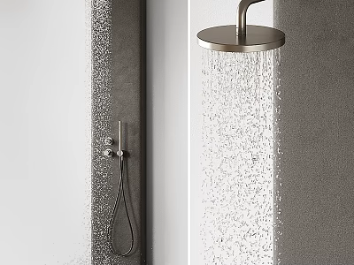 Modern Wall Mounted Rainfall Shower Head With Handheld Hose And Chrome Finish 3d model