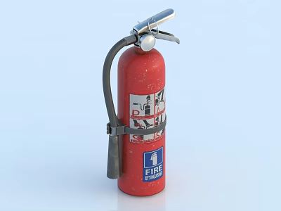 Red Fire Extinguisher With Gray Handle Nozzle And FIRE Label As Essential Fire Safety Tool 3d model