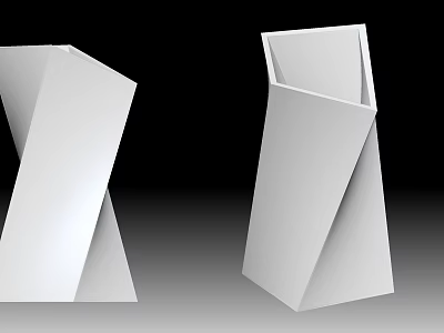Modern Geometric White Ceramic Vases With Abstract Design For Fresh Flowers 3d model