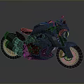 Modern Black Motorcycle With Sleek Body Exhaust Pipes And Reflective Wheels On Gray Background