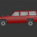 Red Vintage SUV with Classic Design and Reflective Exterior Surface
