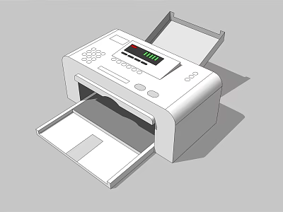 White Office Printer Appliance With Control Panel Digital Display And Paper Output Tray 3d model