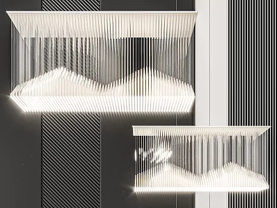 Modern Rectangular Chandelier With Vertical Lines For Contemporary Interior Lighting Design 3d model