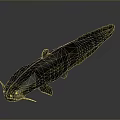 Spotted Green And Black Salamander With Long Body On Gray Background