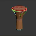 Natural Wooden Djembe Drum Musical Instrument With White Drumhead And Black Embellishments