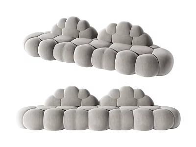 Modern Abstract Sofa Design With Light Gray Fabric And Rounded Modular Seats 3d model