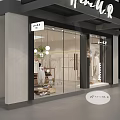 Elegant Clothing Store Window Display With White Outfits And Mannequins 3d model