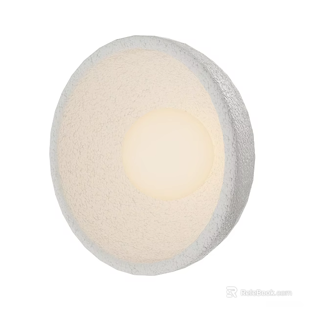 Round Textured White Wall Sconce With Illuminated Center And Modern Design 3d model 