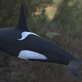 Black and White Marine Orca Whale With Sleek Body And Prominent Dorsal Fin