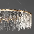 Elegant Modern Circular Chandelier With Brass Frame And Crystal Glass Pendants For Interior Design