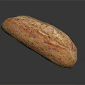 Freshly Baked Whole Grain Artisan Bread Loaf with Crusty Surface and Seeds