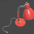 Stylish Red Table Lamp With Curved Arm And Round Base Design 3d model