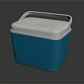 Blue Insulated Cooler Box With White Lid And Handle For Portable Storage