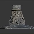 Ornate Stone Pedestal With Intricate Carvings And Square Base Design