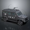 Black SWAT Armored Tank With Roof Mounted Gun Antenna And 801 Number Design