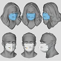 N95 Masks On Male And Female Head Models With White And Blue Design