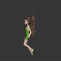 Magical Fairy Character With Brown Hair Green Dress Transparent Wings And Green Shoes