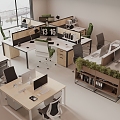 Office Desk and Chair Combination Public Office Area Staff Office Desk and Chair 3d model