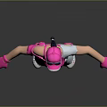 Game Movie Character with Pink Visor Crop Top Gray Shorts Pink Gloves and Striped Socks