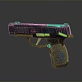 High Quality Modern Black Tactical Pistol Featuring Red Accents And Textured Grip