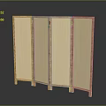 Natural Wooden Room Divider With Four Woven Panels Simple Traditional Design