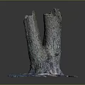 Wooden Tree Stump With Natural Stony Base Texture And Rustic Design Elements 3d model