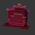 Traditional Chinese Red Carved Throne With Ornate Backrest And Armrests