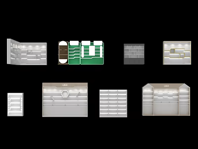 Mall Retail Counter Display Units With Various Shelving Structures And Modern Layout Designs 3d model