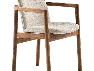 Modern Minimalist Single Chair With Wooden Frame And Upholstered Seat And Backrest 3d model