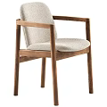 Modern Minimalist Single Chair With Wooden Frame And Upholstered Seat And Backrest