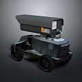 Ackerman Wheeled Mobile Equipment Unit with Top Mounted Surveillance Device and Durable Mechanical Frame