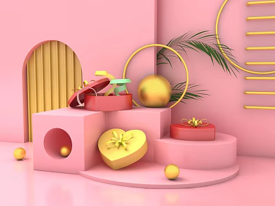 Modern Meichen Heart-Shaped Gift Box 3d model